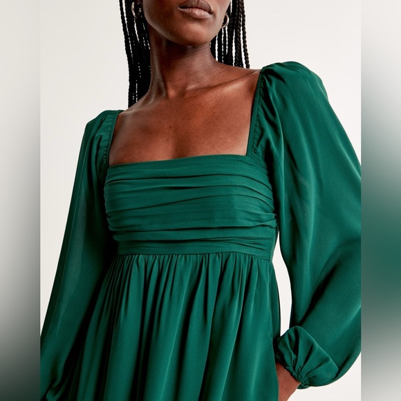 NWT - A&F Emerson Balloon Sleeve Mini Dress in Emerald Green - Size XL - Picture 4 of 8